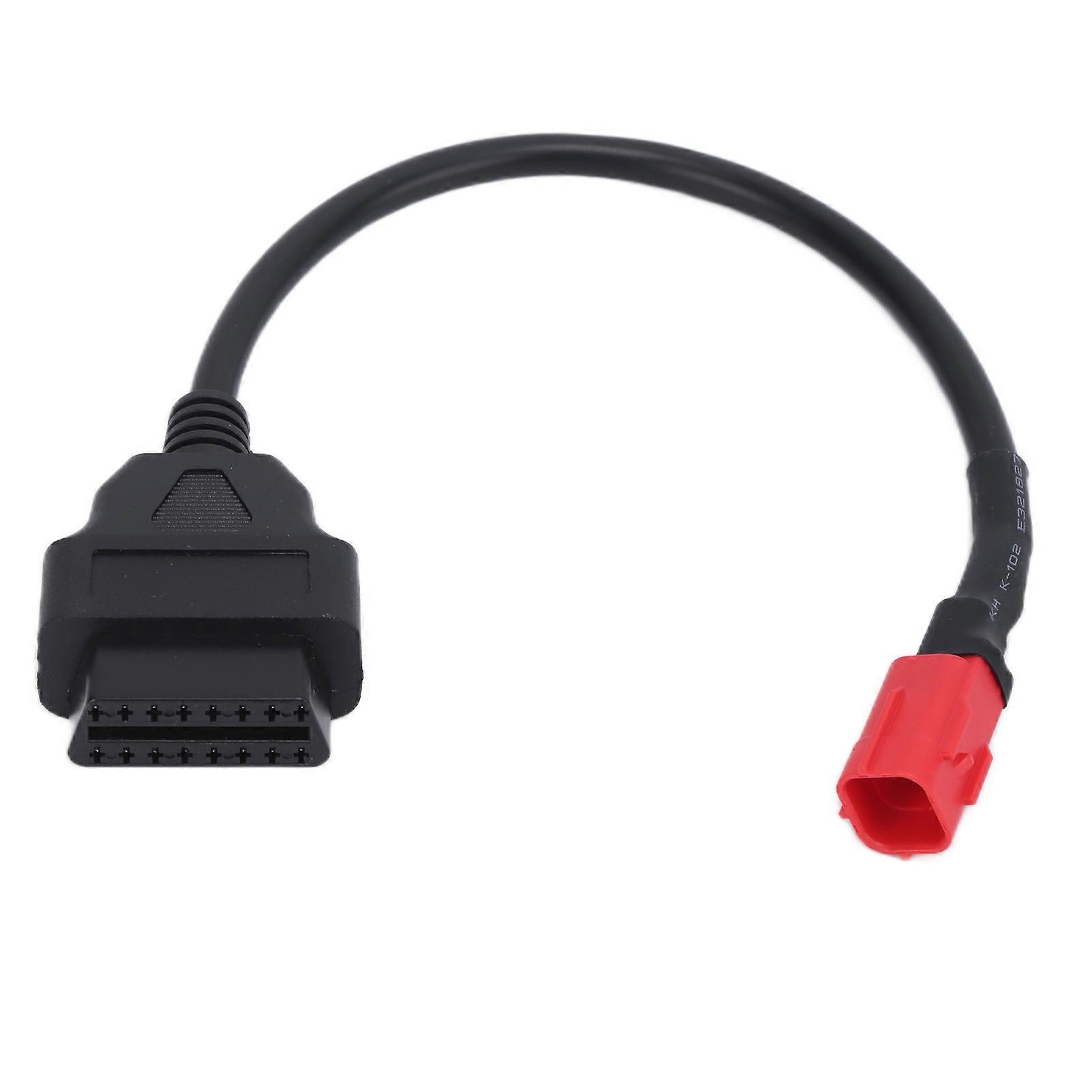Motorcycle 16 Pin to 6 Pin OBD Connector Cable Flexible Black for Maintenance and Modification