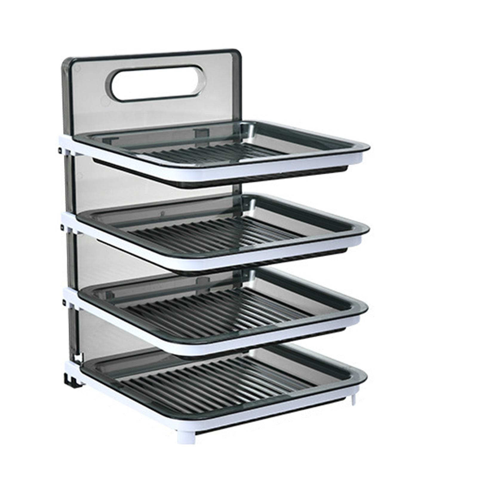 Wall Mounted Food Sorting Tray 4 Layers Storage Tray Collapsible Multilayer Food Sorting Tray for Hotpot Kitchen Grey