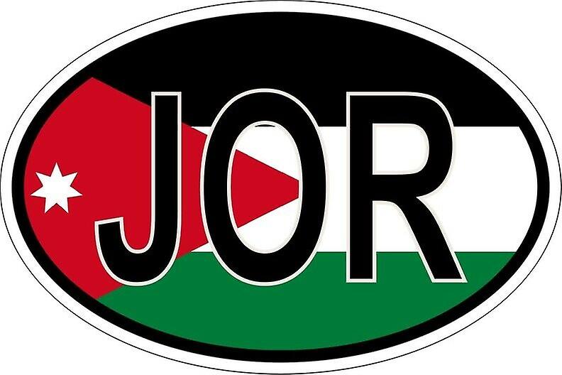 Sticker sticker oval oval flag code country JOR Jordan