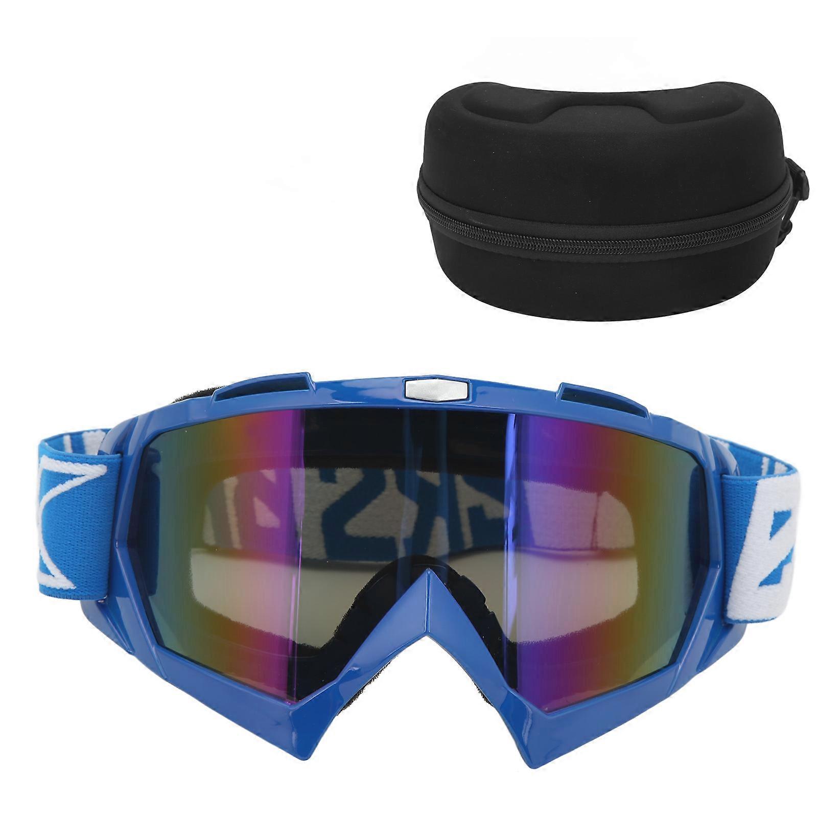 Motocross, VTT, Lunettes de conduite tout-terrain, antidérapantes, antichocs, coupe-vent, cadre bleu
