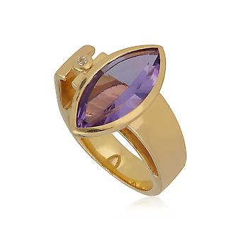 Kosmos Amethyst & White Topaz Cocktail Ring in Gold Plated...