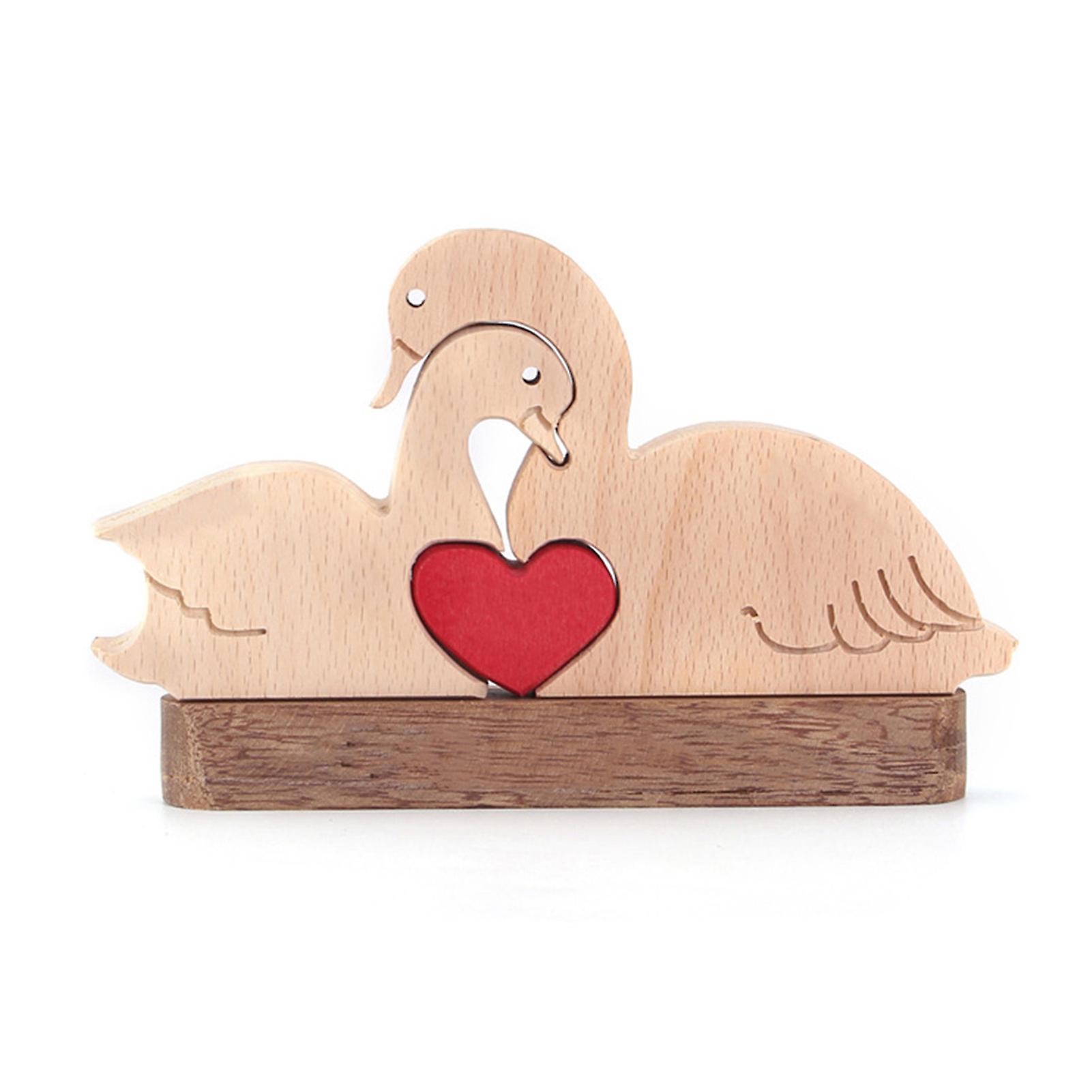 Valentine's Day Wooden Goose Puzzle Ornament Durable Lightweight Heartfull Gift for Couples Spouse