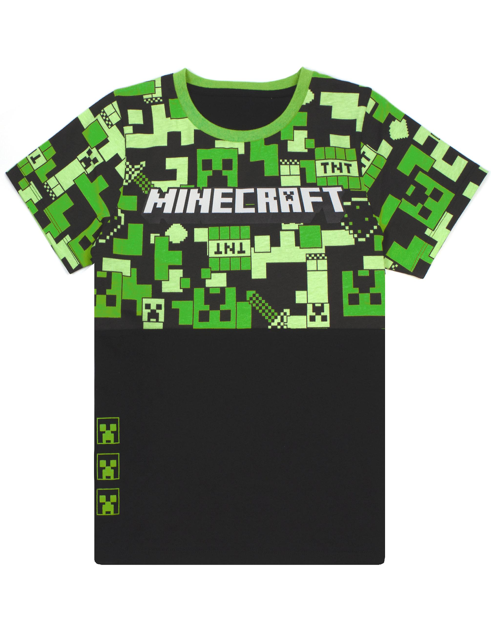 Minecraft Creeper TNT Short Pyjama Set Short Pigjamas Set, Ragazzi, 128-170, Black/Heather Grey, Offizielle Ware