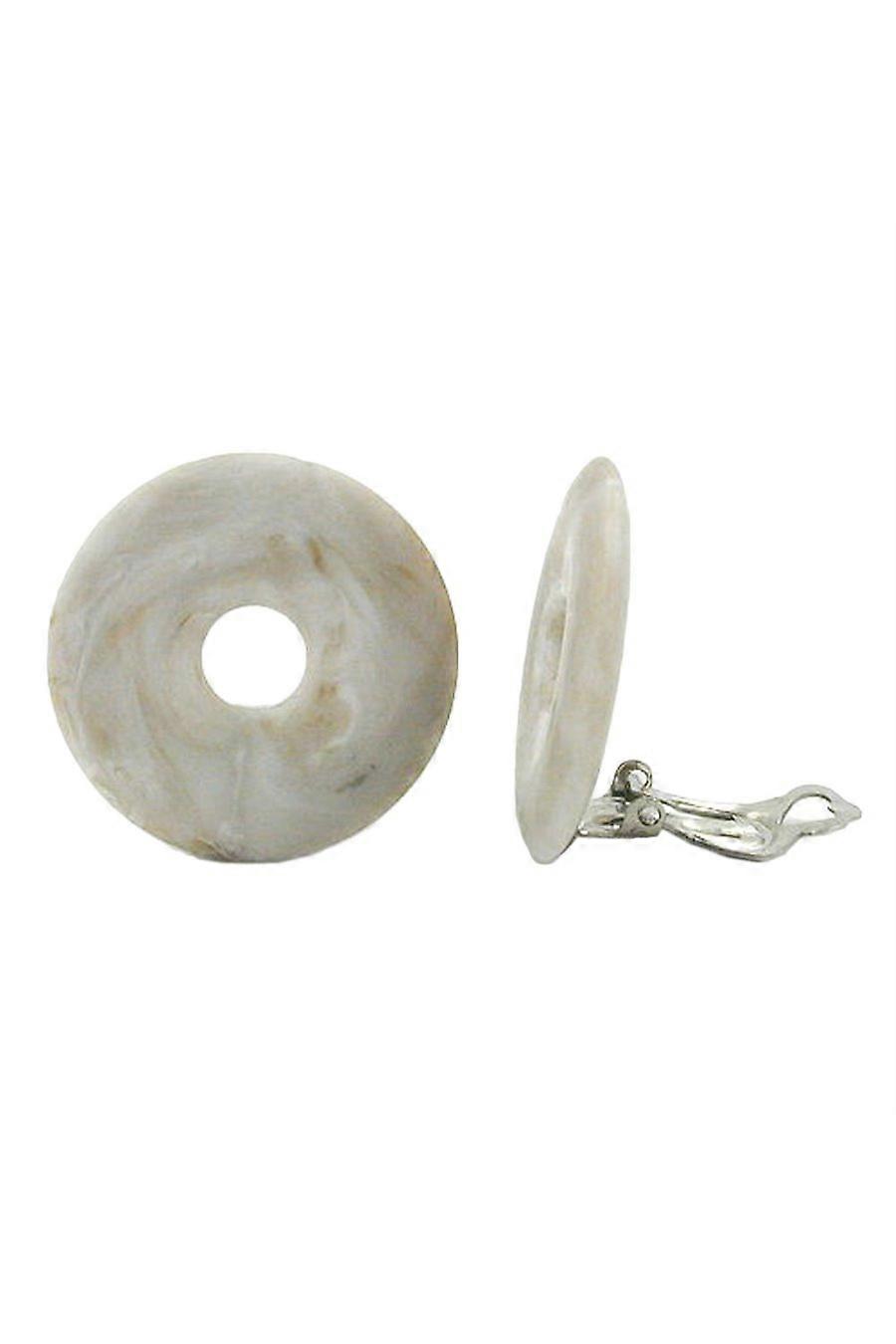 Clip-on Earring Ring Grey Beige Marbled - Gl01590