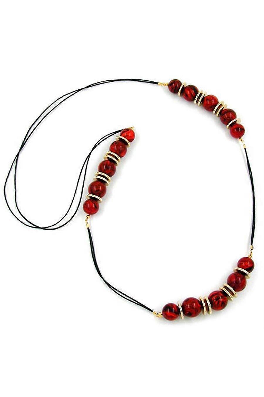 Necklace Beads Red/ Black Marbled - Gl06798