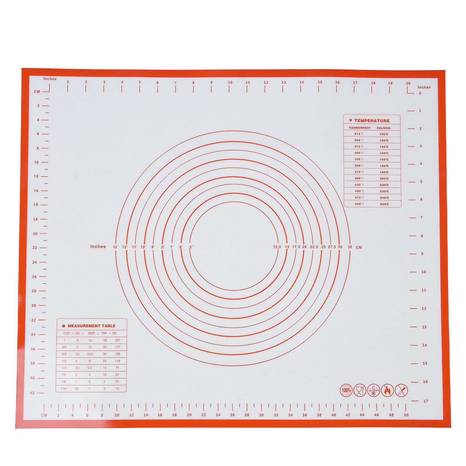 Silicone Pastry Mat for Fondant Dough, Pie Crust, Pizza, Cookies, Red