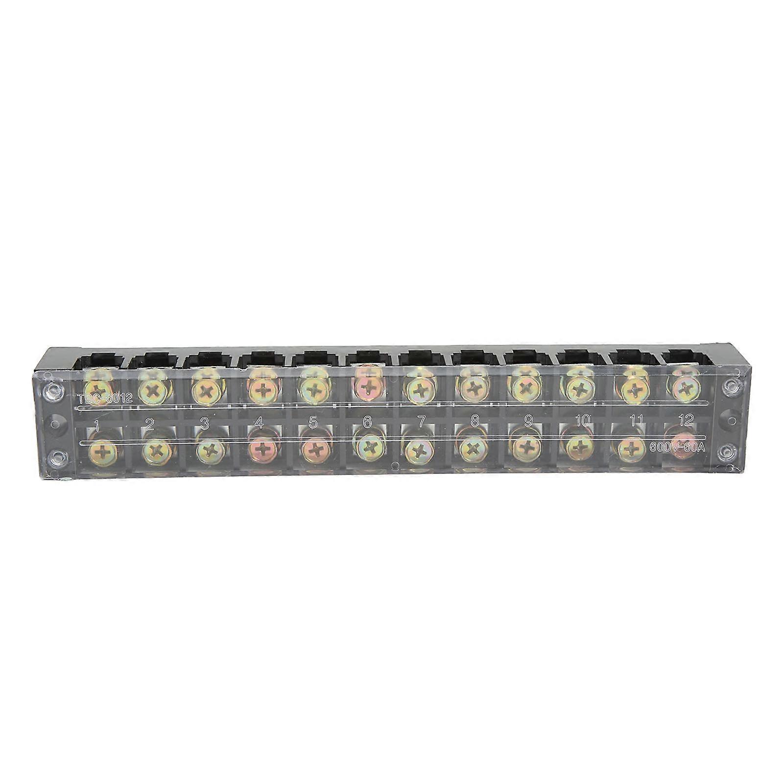 Terminal Strip Block 60A 600V Large Current Easy Wiring Ground Circuit Terminal Block 12 Positions
