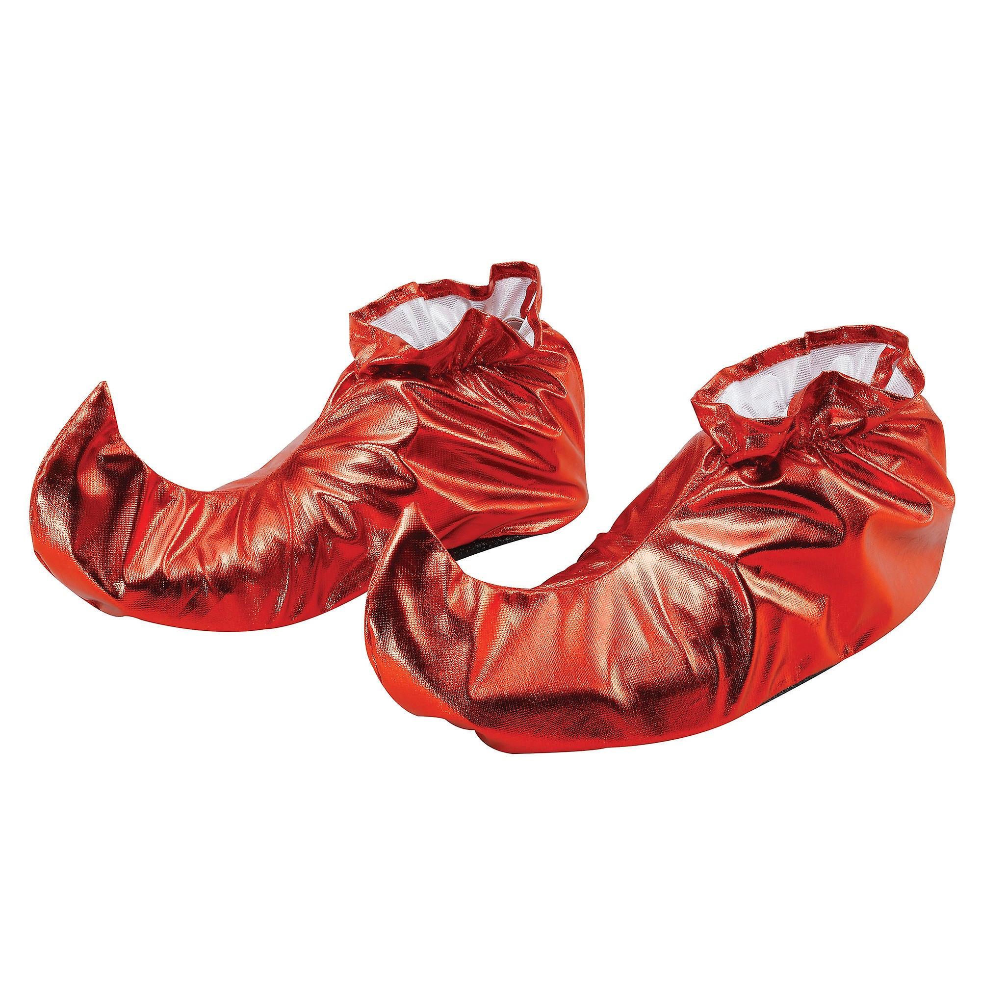 Jester Shoe Covers Red Metallic Costume Accessories Unisex Ba628