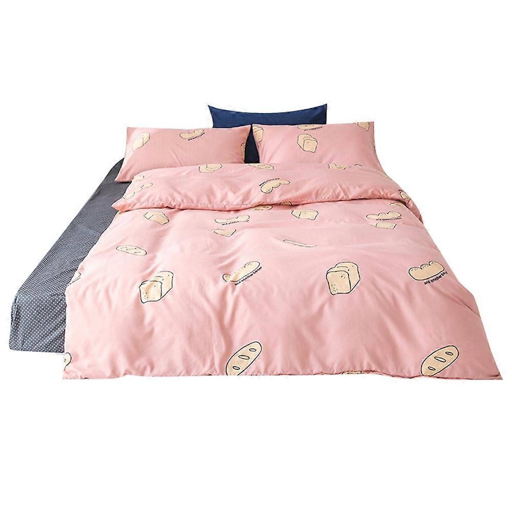 Cute Cartoon Pattern Print Cotton Bedding Set Quilt Cover Set with Pillowcase (Queen Size)