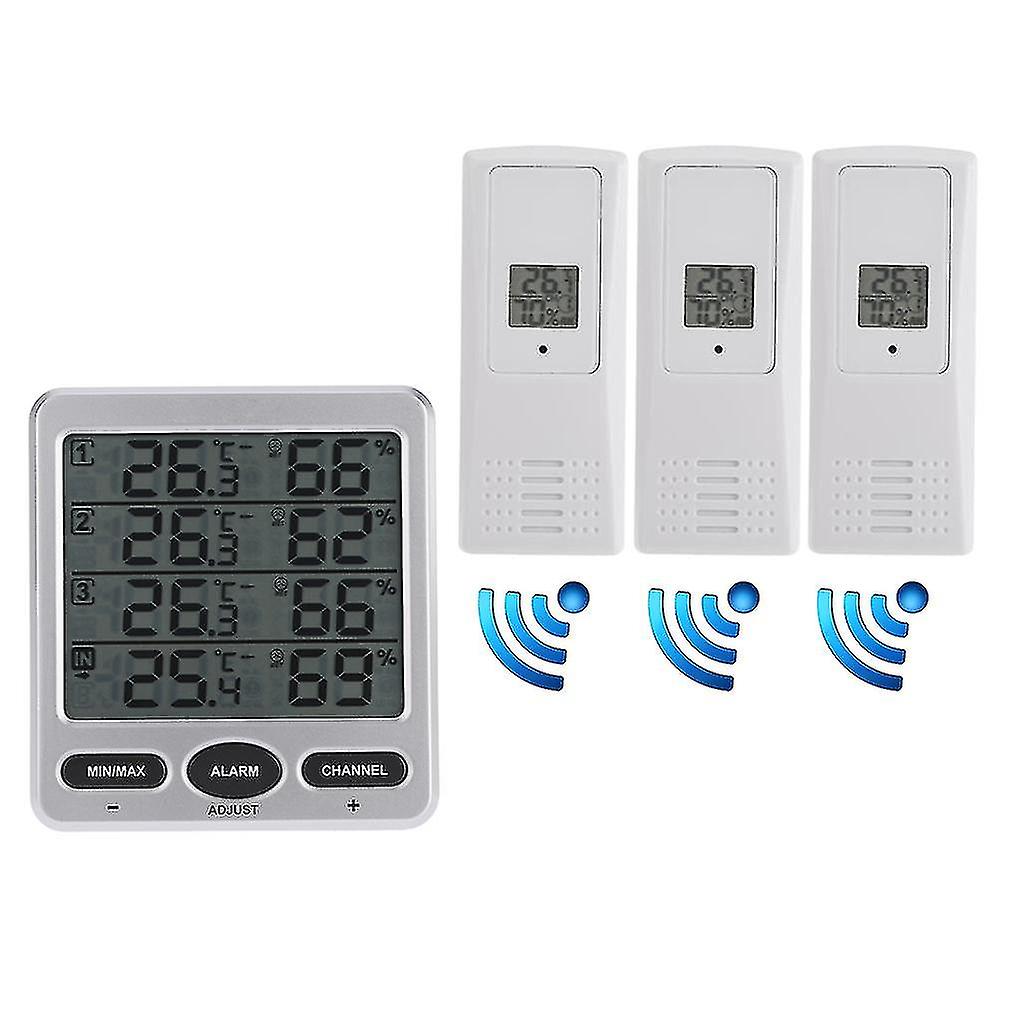 4Ch Outdoor Wireless Thermometer With 3 Transmitter Humidity Lcd Display Mi