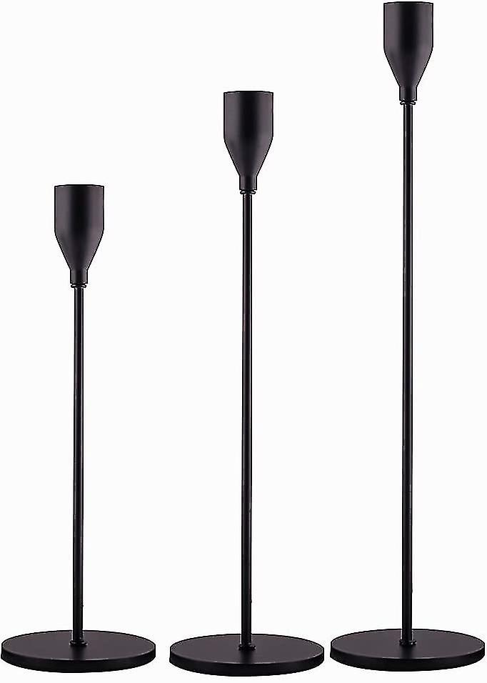 Matte black candle holders set of 3 for taper candles, decorative candle holders for weddings, resta