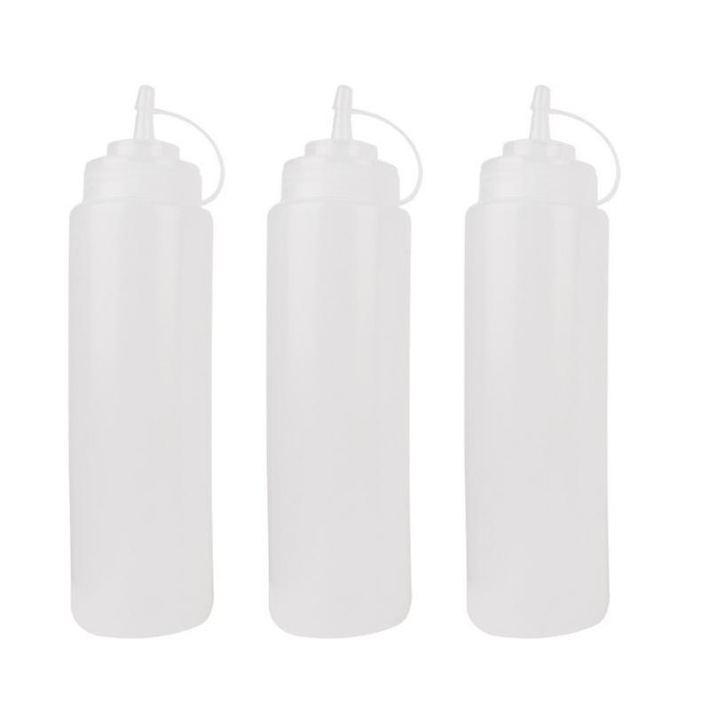 3pcs Plastic Bottles With Screw Lid for Condiment