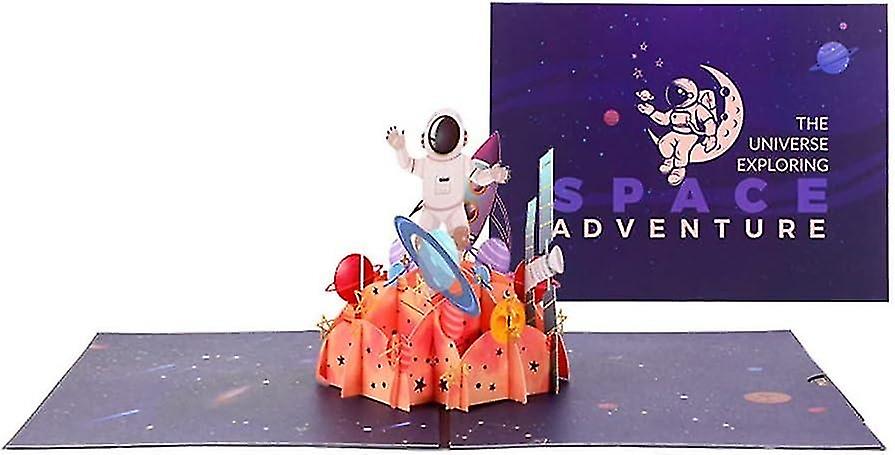 Birthday Card, 3D Graduation Card, Pop-up Astronaut Card, Greeting Card for Kids, Students