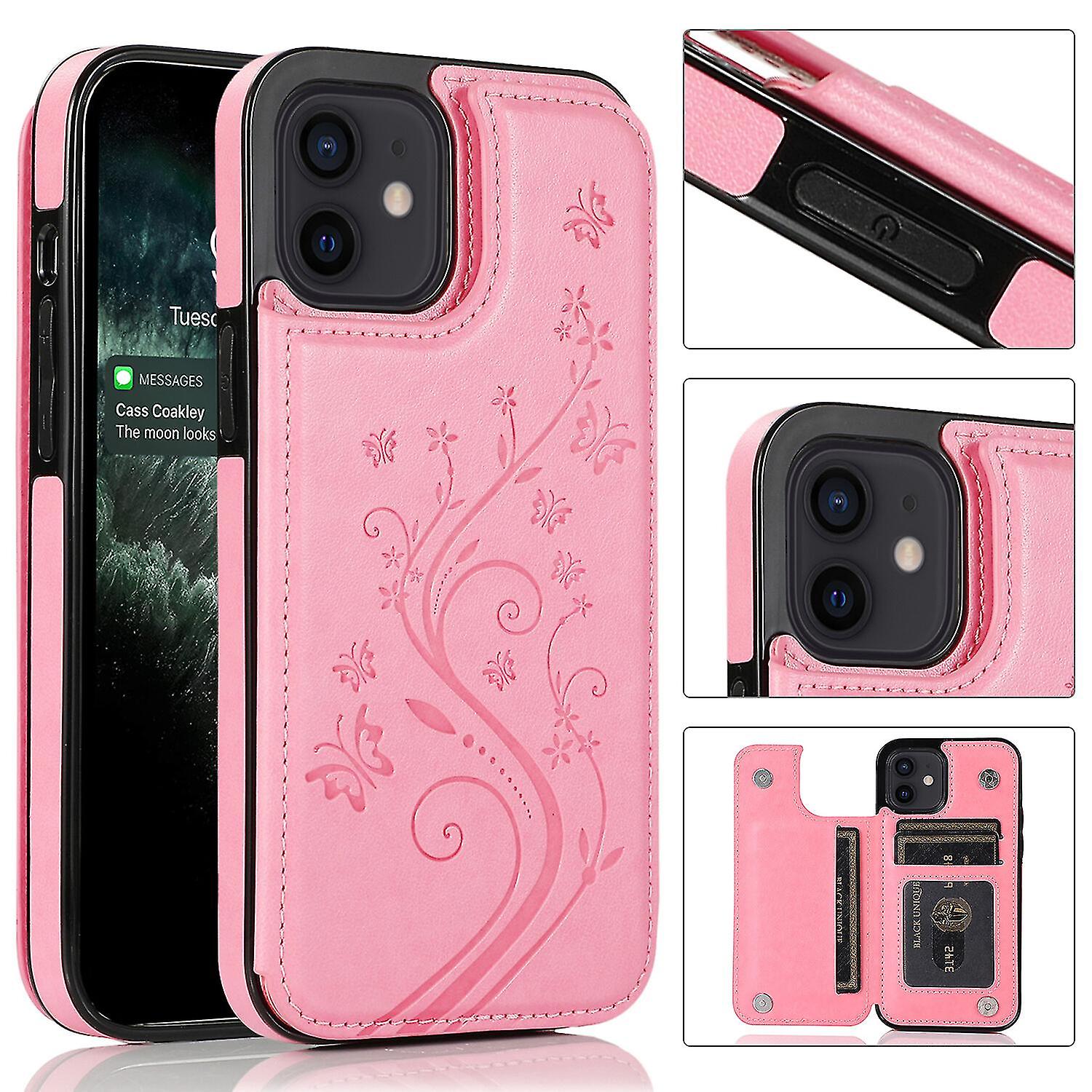  Case Iphone 12 Mini With Card Holder Pu Leather Butterfly Pattern