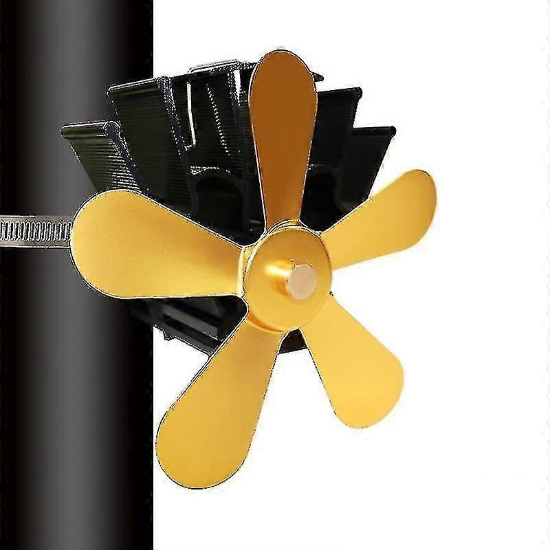 5ブレード暖炉ストーブファン、木材/ログバーナー/暖炉用のサイレントモーター熱式ストーブファン、環境に優しく効率的な薪ストーブファン