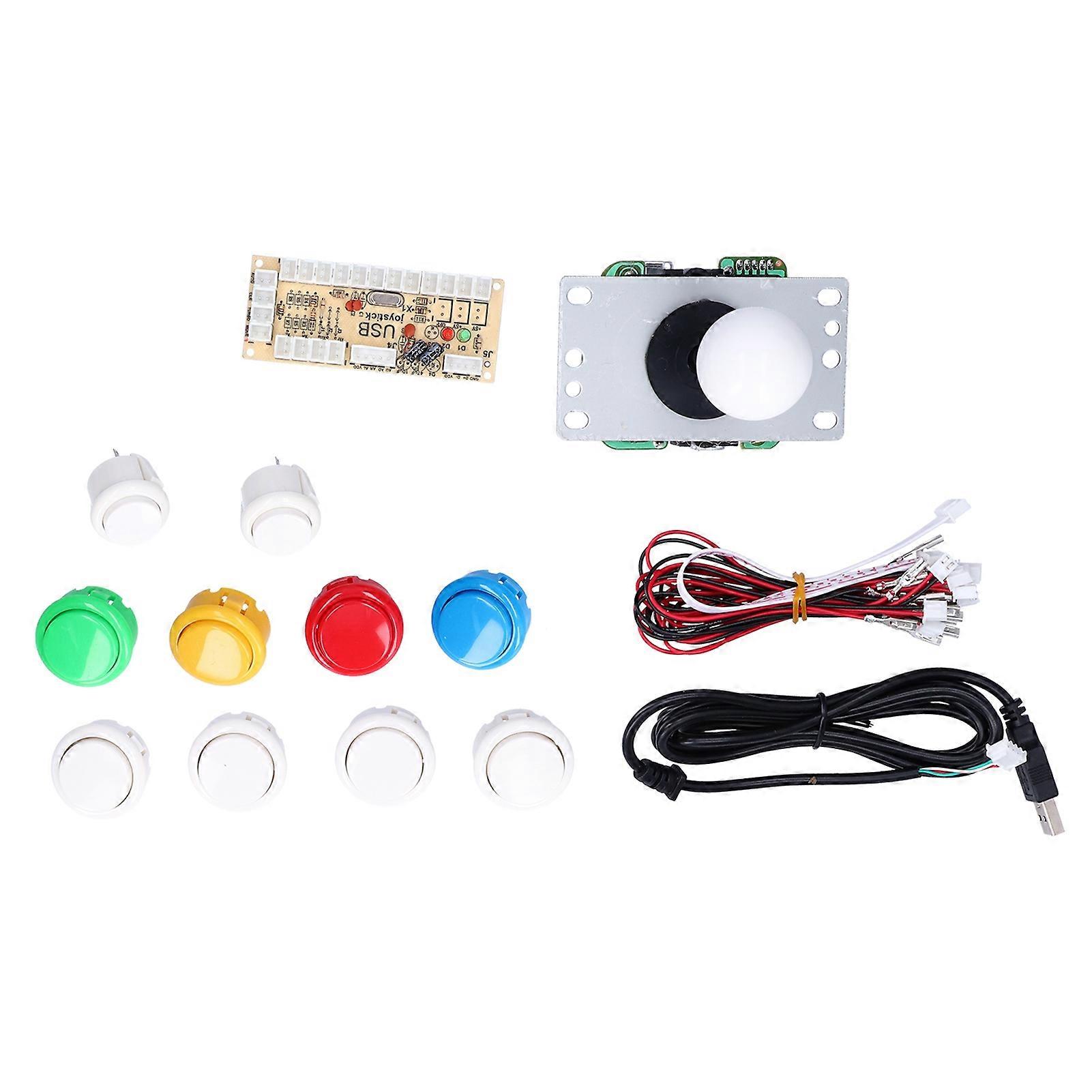 Diy Games Console Kit Single Electroplating Rocker Led Buttons Set For Arcade Games Consolesingle Set White