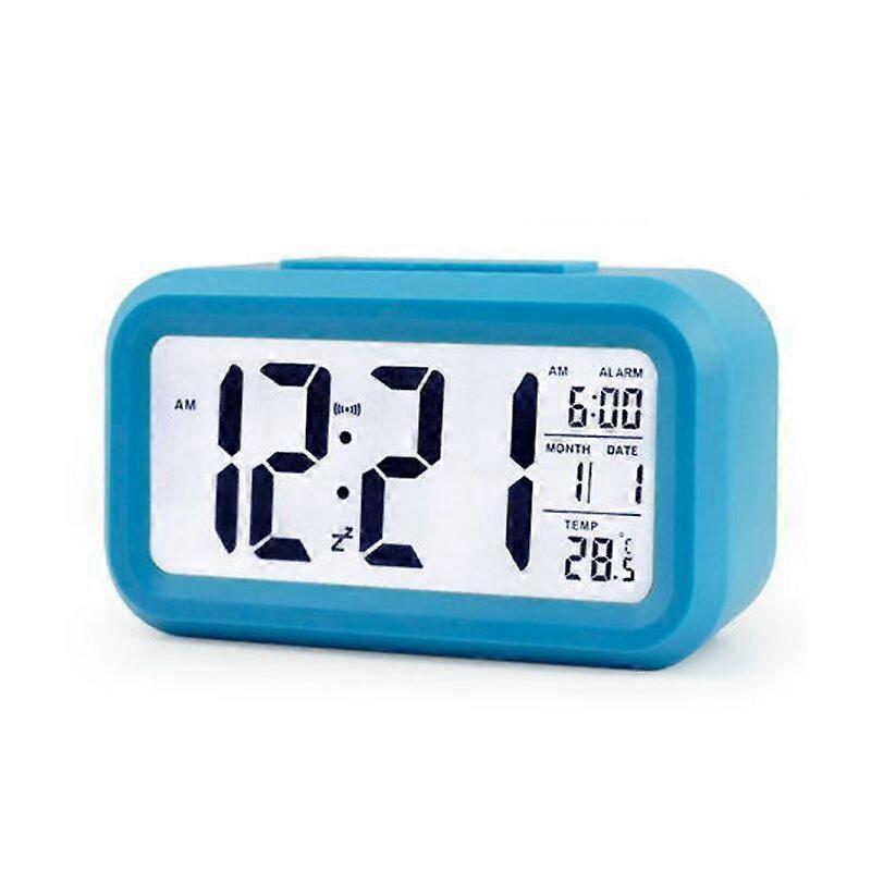 Alarm Clock Digital Clock Digital Alarm Clock Silent Backlit Electronic Clock (Blue English Version)