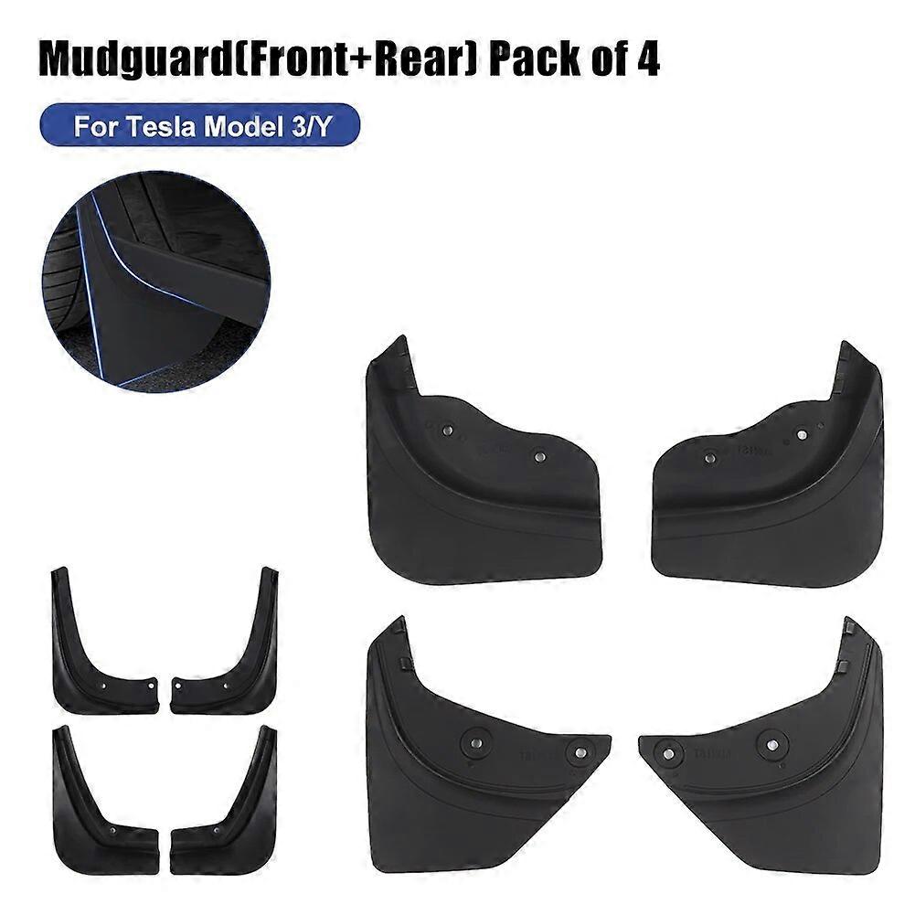 For Tesla Model 3 Y 2018~2023 Fender No Drilling Car Fender Modification Splash Guard Fender 4 Piece Set Suitable Car Accessorie ST1M080