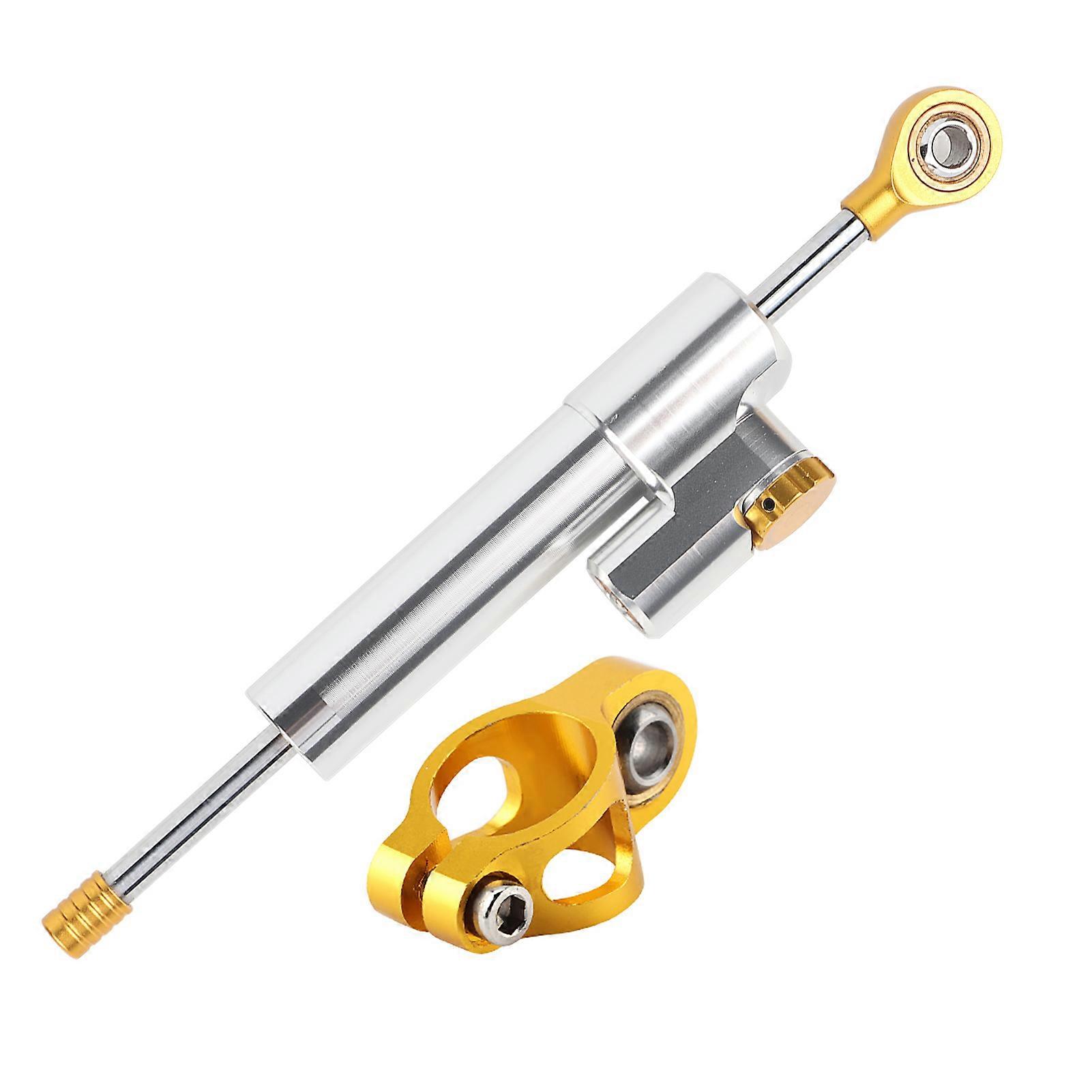 Universal Motorcycle Handlebar Aluminum Alloy Steering Damper Stabilizer Safety Control(Silver) E2U~04
