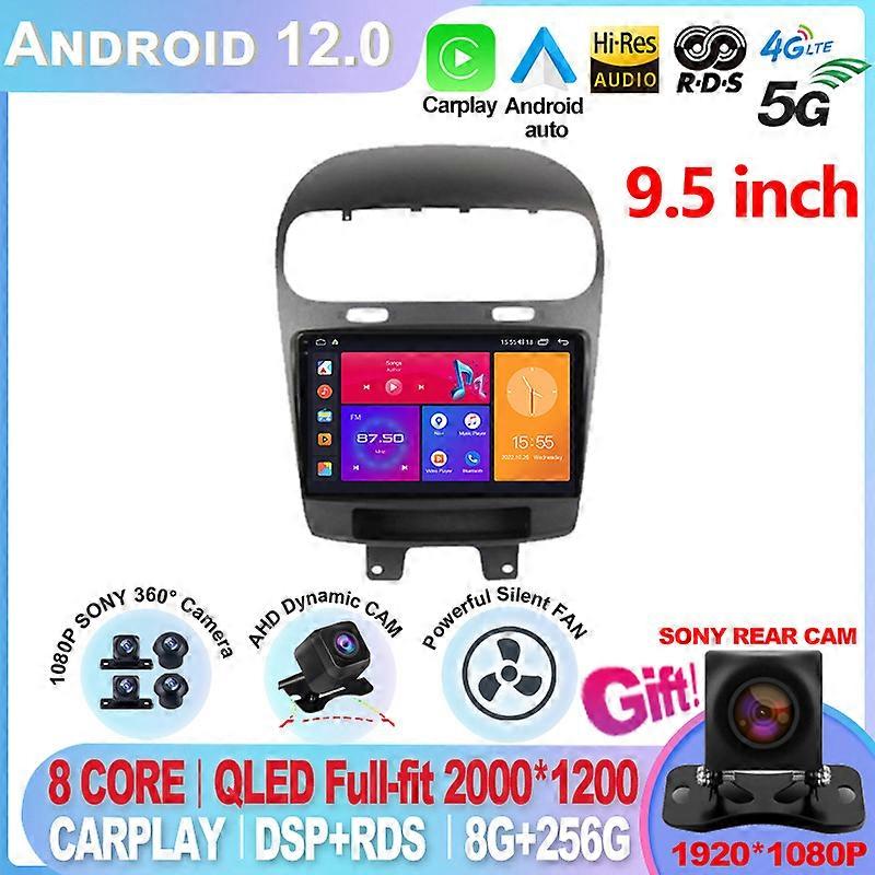 2K für Dodge Journey Fiat Leap 2012 ~ 2020 QLED DSP Android 12 Autoradio Stereo DVD Multimedia Carplay Player GPS Navigation WQ1761