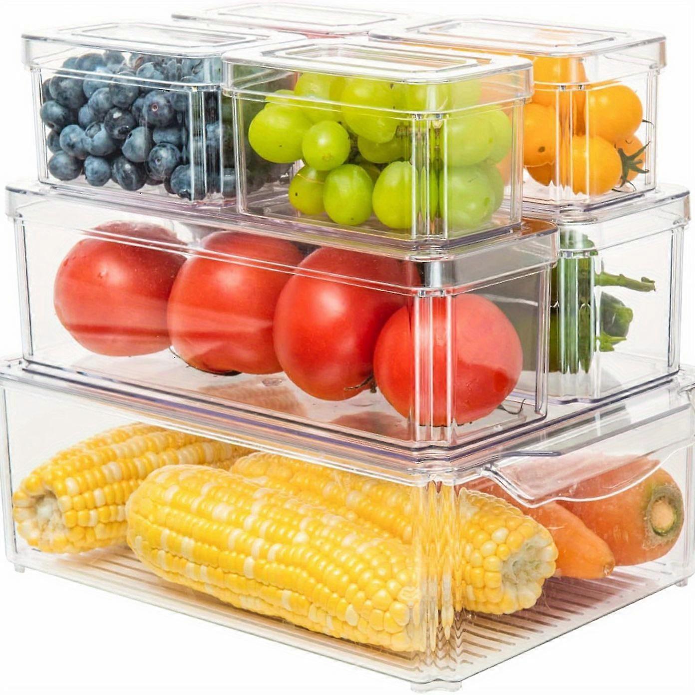 3/4/7/10-Piece Clear Refrigerator Organizer Set - BPA-Free, Stackable Egg Holder & Veggie Crisper Trays for Fridge, Perfect for Meat, Dumplings, Ginge