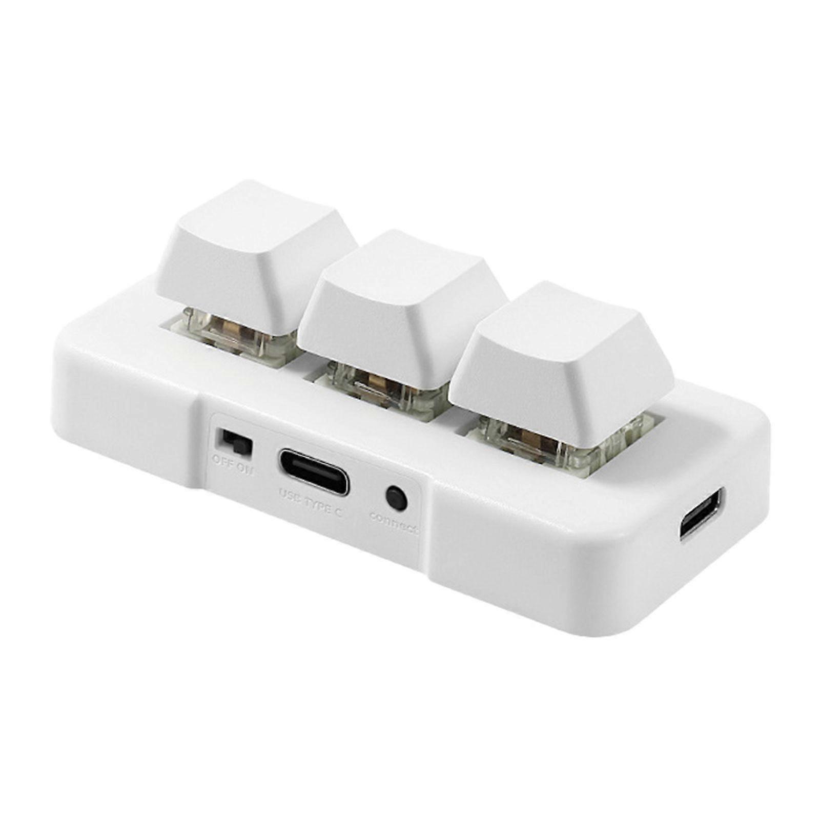3 Key Keypad Customized Program Cut Copy Paste Shortcut Mechanical Keyboard White