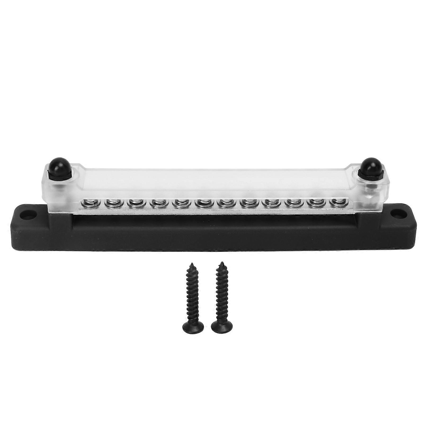 48V 150A 12 Terminal Bus Bar Power Distribution Block with Cover M6 Studs M4 Screws for Car RV Marine Boat Black