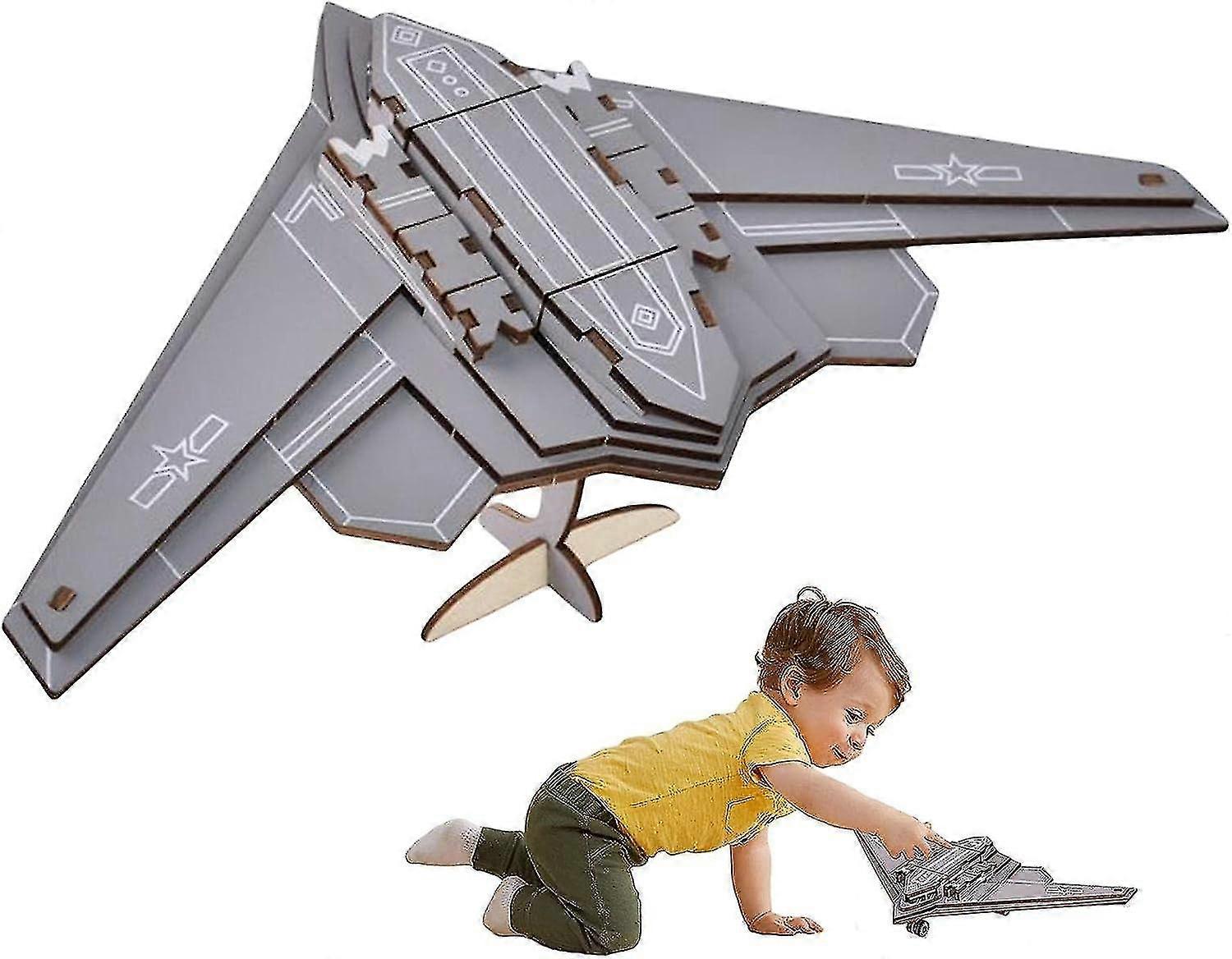 Wood Airplane Model | Aircraft Model Kits To Build | Build Your Own 3d Wooden Assembly Puzzle Craft Kit H-20 Stealth Bomber Model Educational Stem Toy