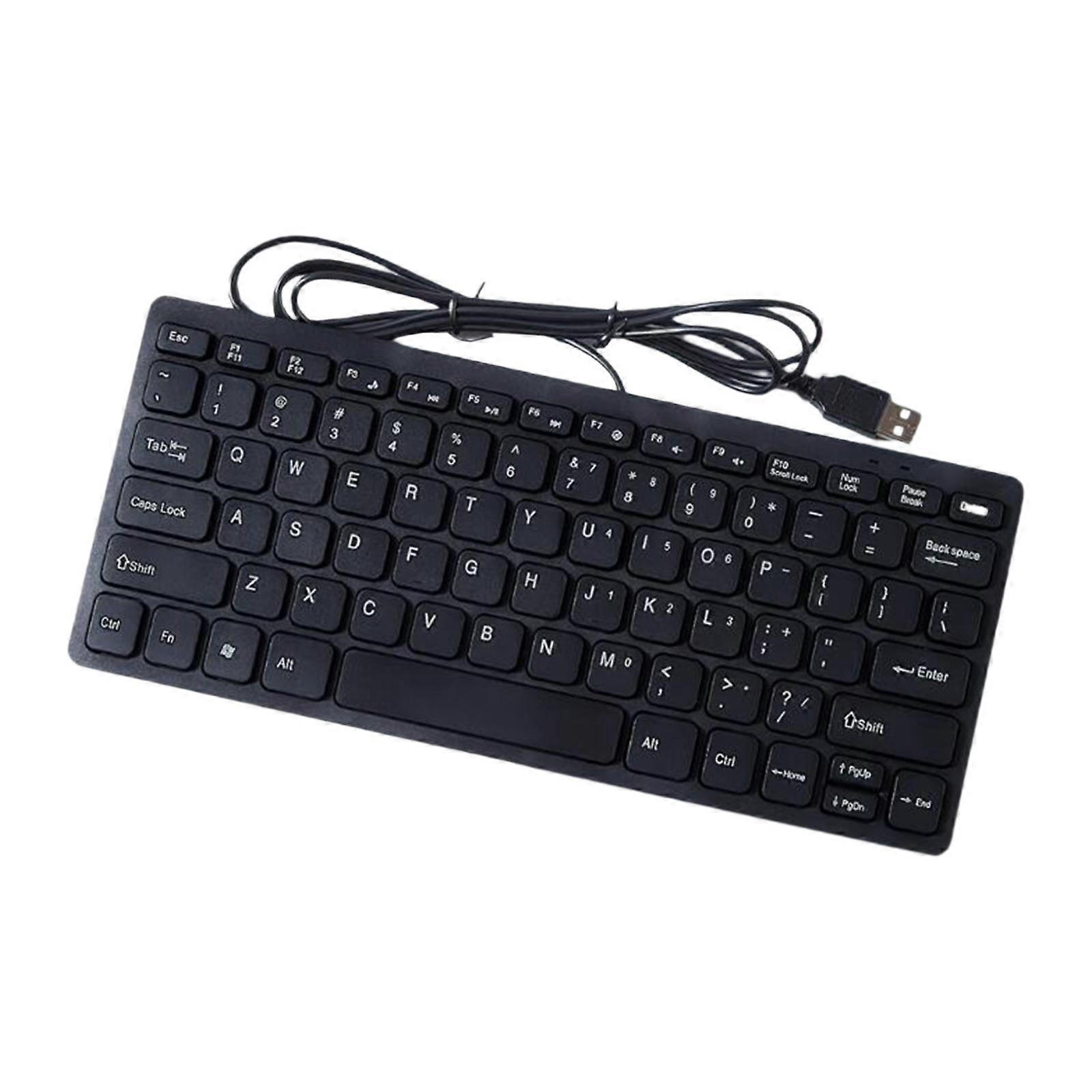 USB Wired Keyboard Small Comfortable Typing for Office Home Desktop Computer Black