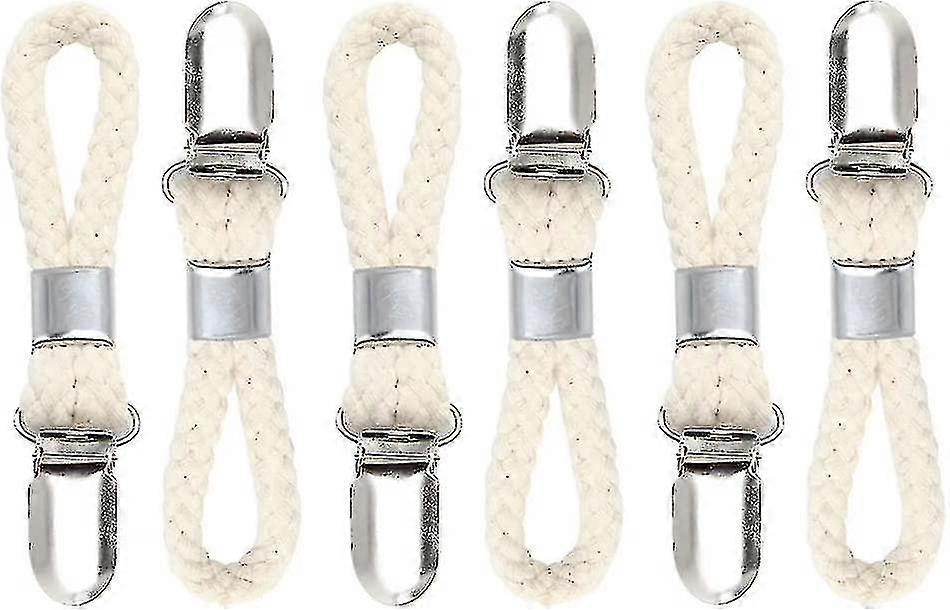 6pcs Tea Towel Clips And Hooks Braided Cotton Loop Towel Clips Beach Towel Clips