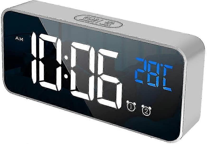 Sveglia digitale Ricaricabile specchio Sveglia comodino con display a led temperatura