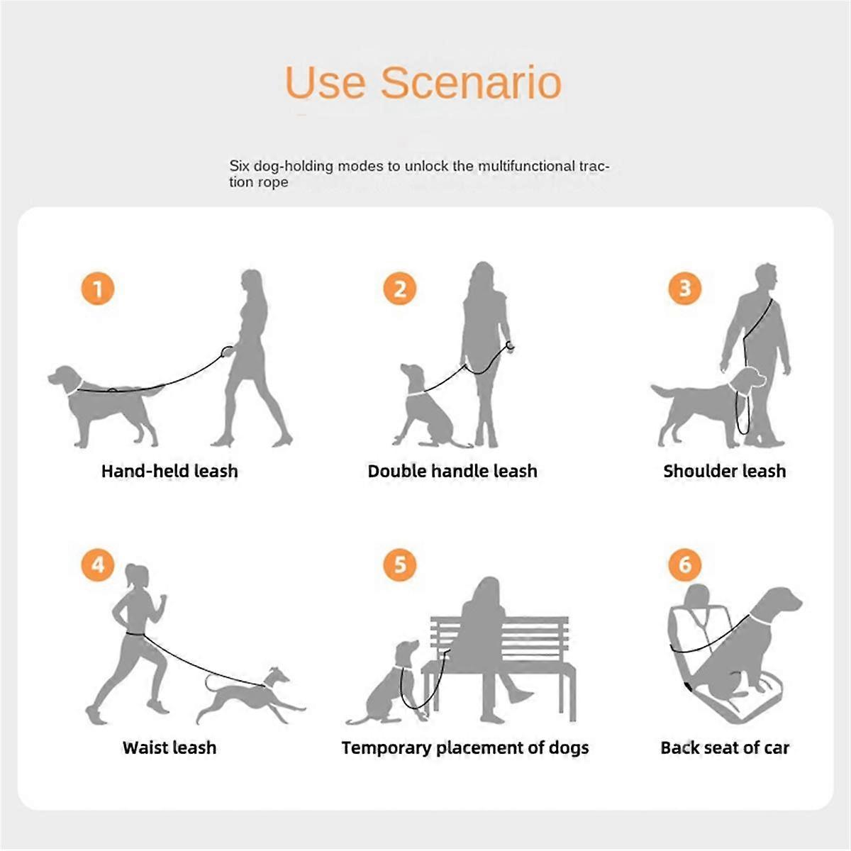 Pet Dog Explosion-Proof Leash Pet Leash Waist Crossbody Free Hands Dog Leash Blue