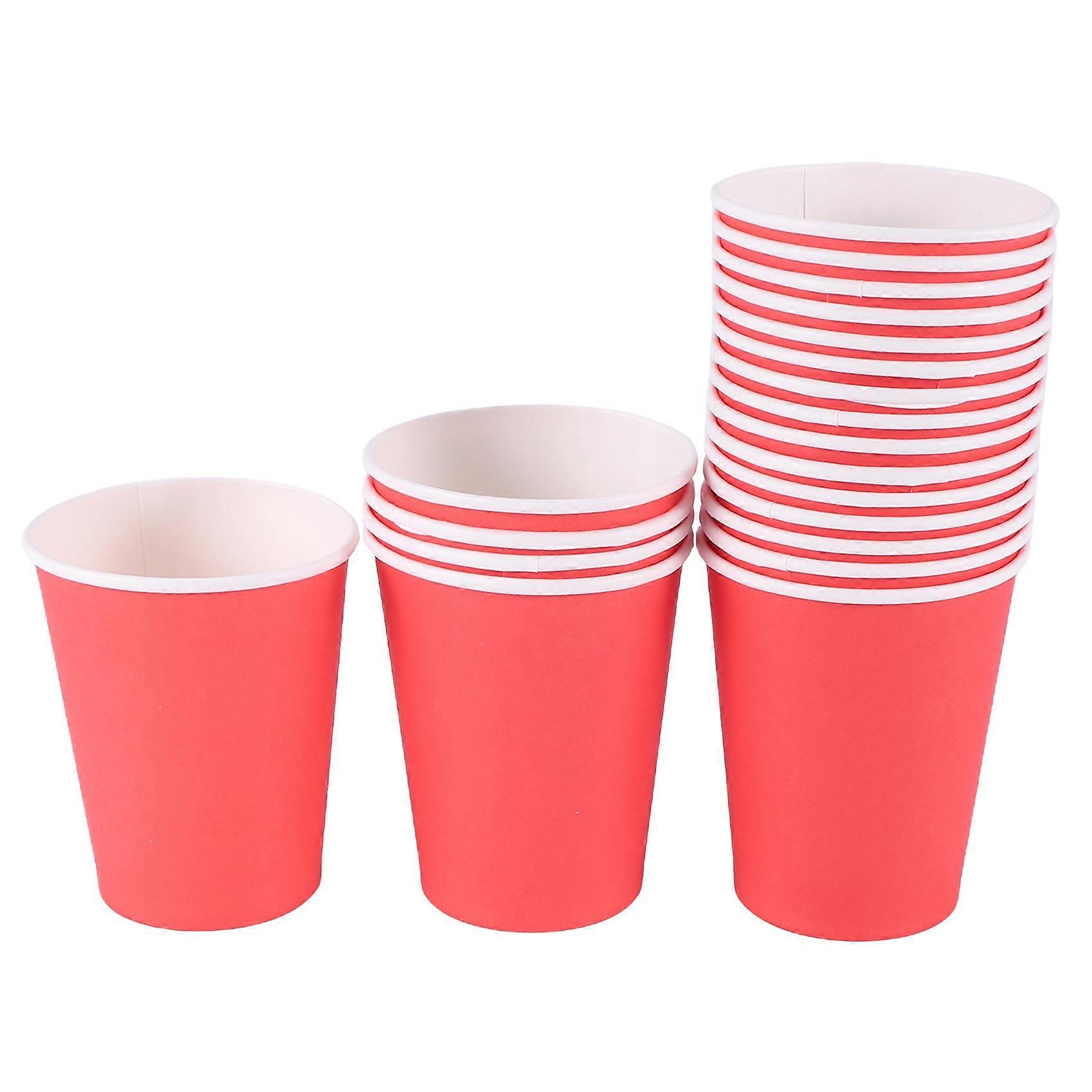 20 Paper Cups (9oz) - Plain Solid Colours Birthday Party Catering(Red)