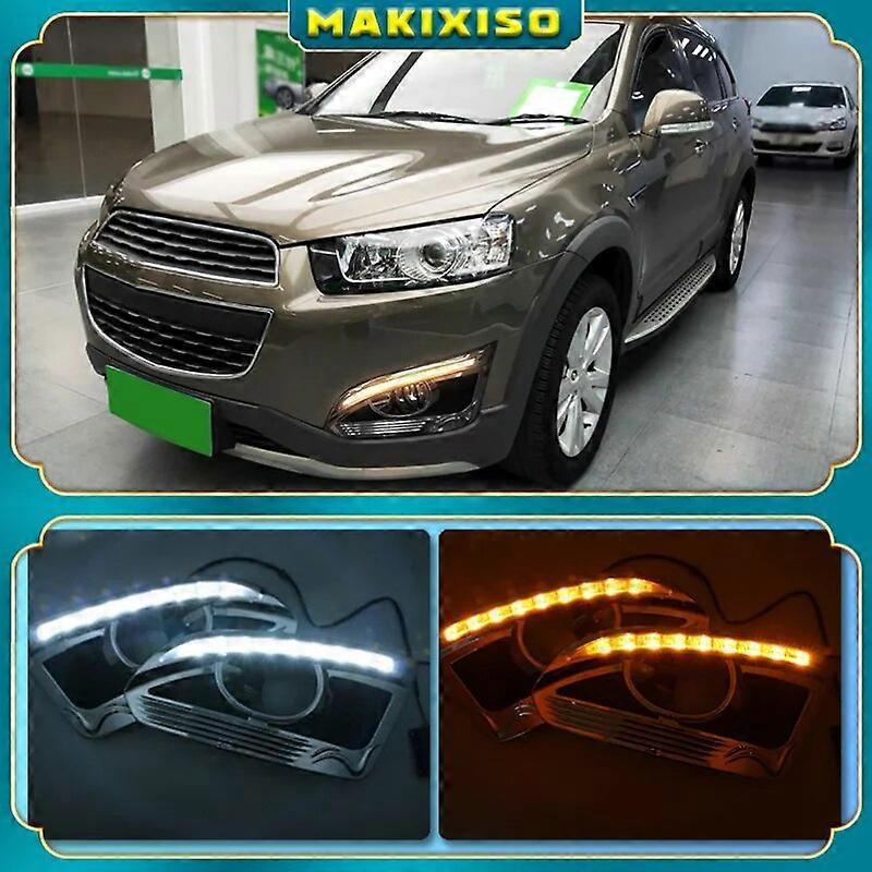 2Pcs Pour Chevrolet Captiva 2014-2016 Clignotant Relais Car-styling 12V LED DRL Feux de jour avec trou de phare antibrouillard