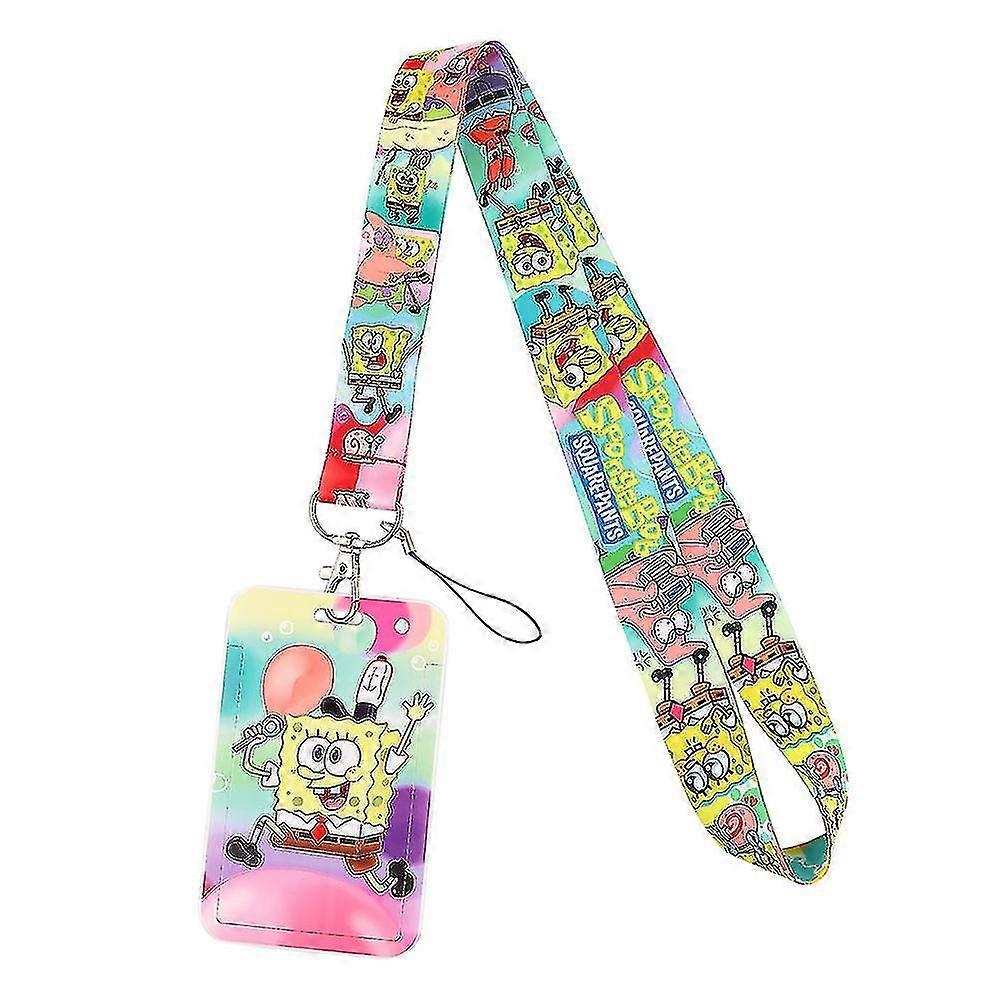 Spongebob Cute Cartoon Kids Mobile Phone Key Lanyard Tag Card Holder