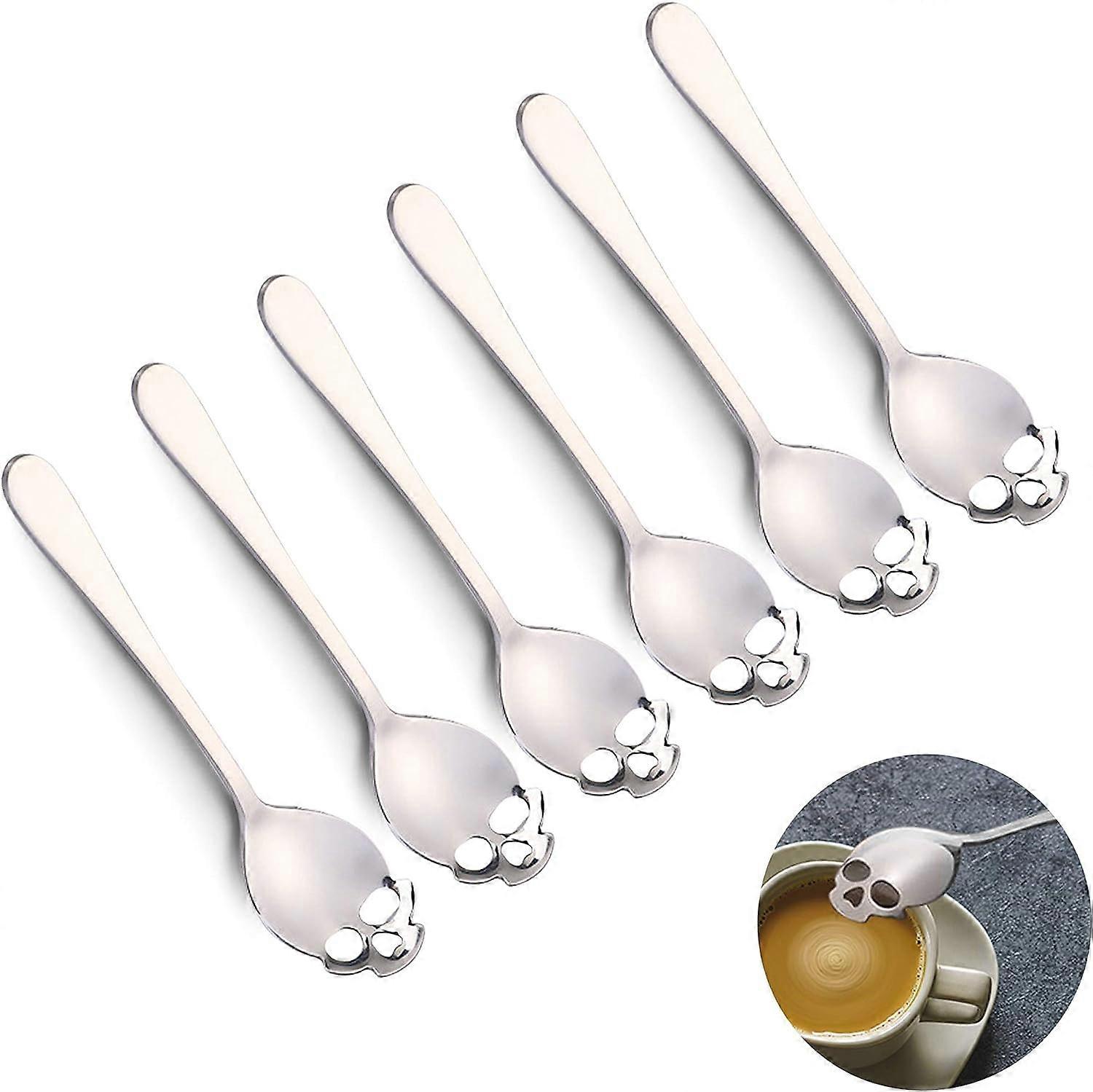 Colher de Caveira, Colher de Açúcar de Caveira, Colher de Açúcar para Chá & Café (6 p NYM