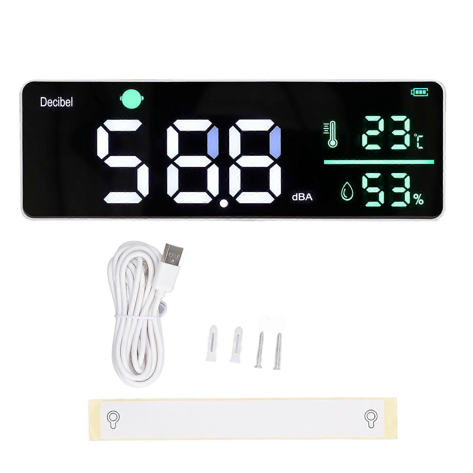 Wall Hanging Sound Level Meter 11in Large LED Display Screen Temperature Humidity Meter for Classroom
