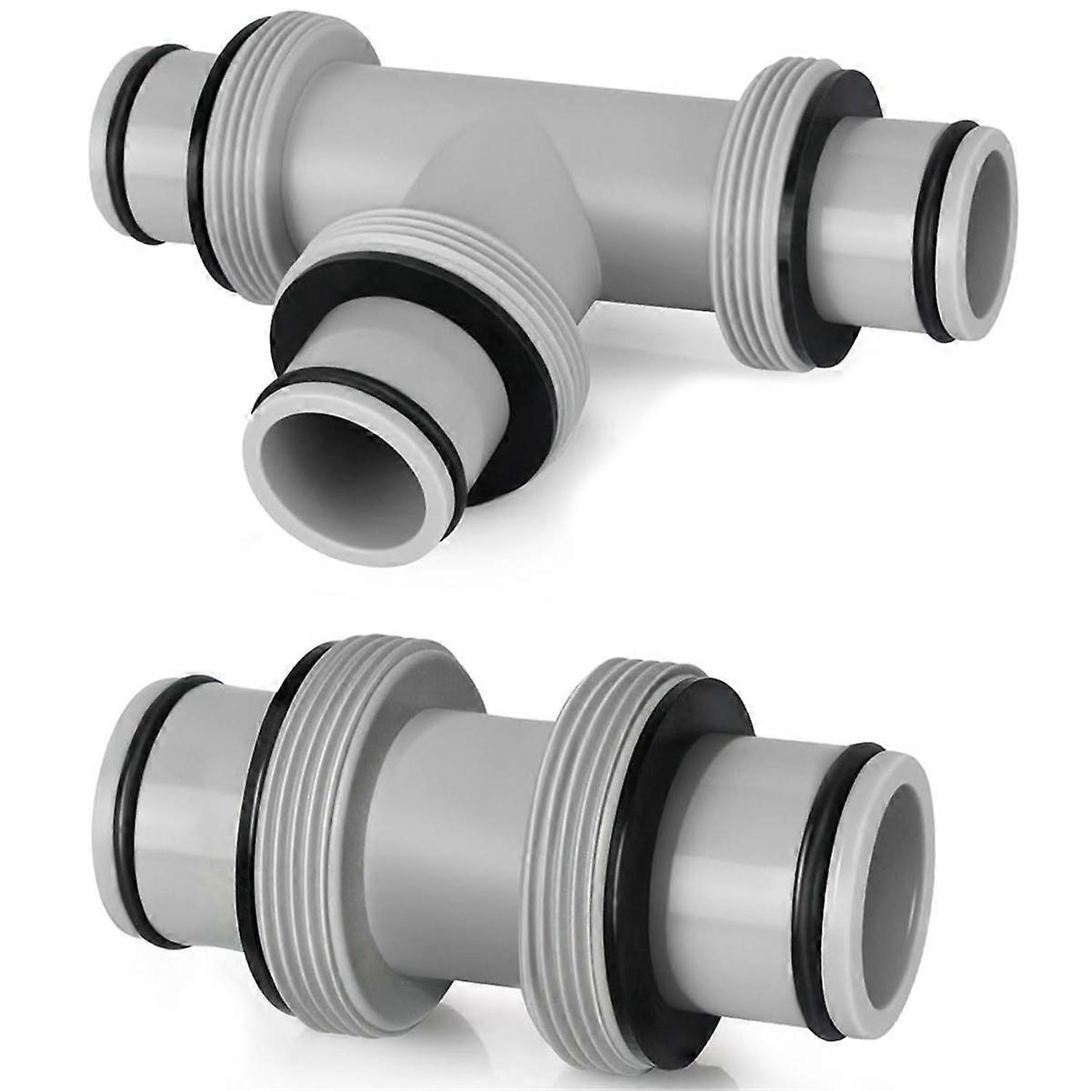 2Pc Filter Pump Hose Connector,Pool Hose Connector 1.5 to 1.5In 2 Heads and 3 Heads Joint Pool Hose Connector Coupling
