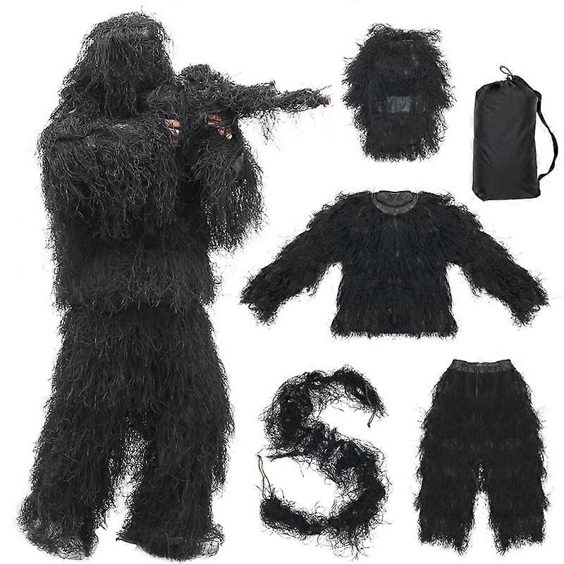 黑色迷彩服 吉利套装 Yowie 狙击手战术狩猎服迷彩 户外观鸟 彩弹射击 CS 游戏 男女