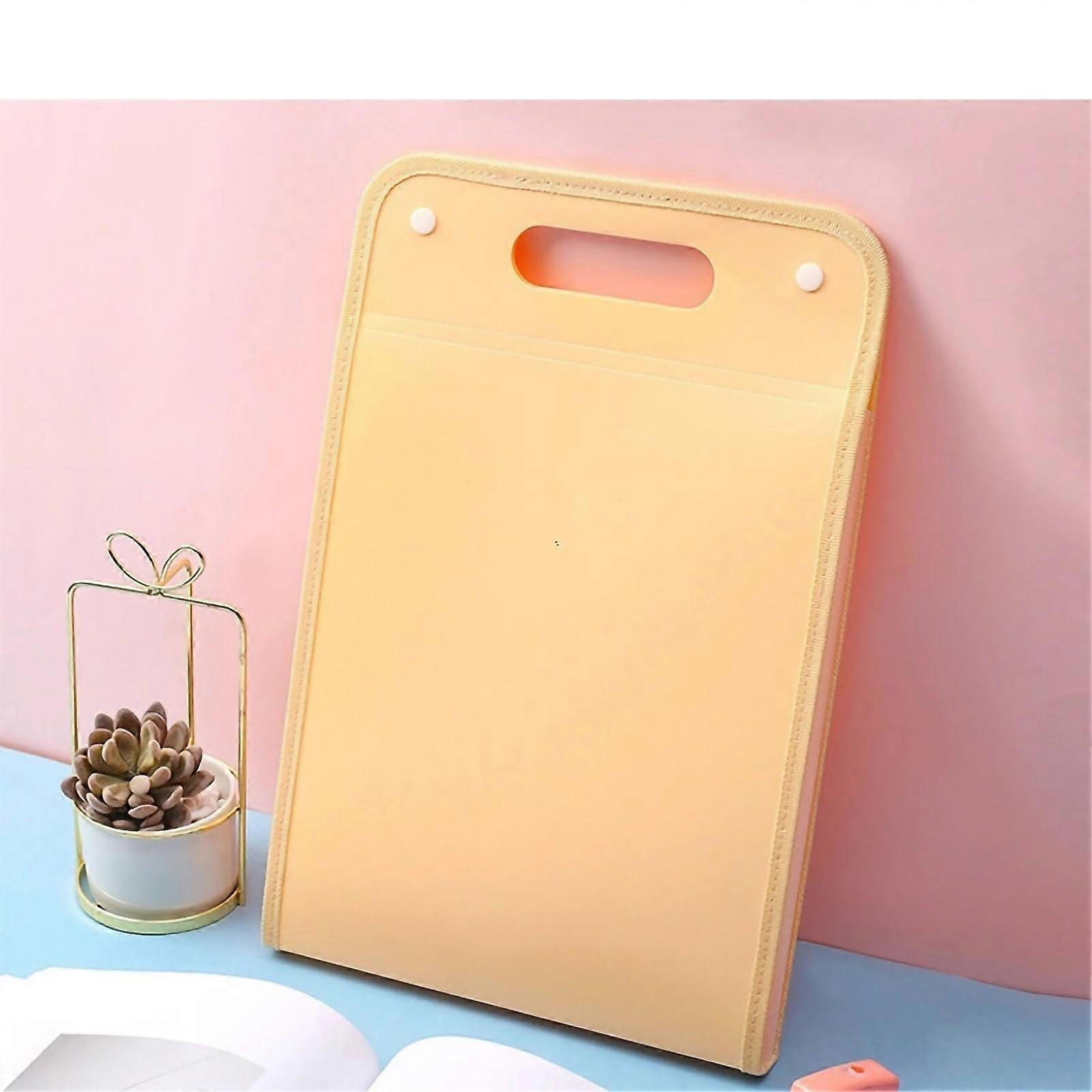 Organ File Bag Portable Large Capacity 13 Layer Classification A4 Double Buckle Expanding File Folder for Test Paper Apricot Vertical 40x26.3x3cm