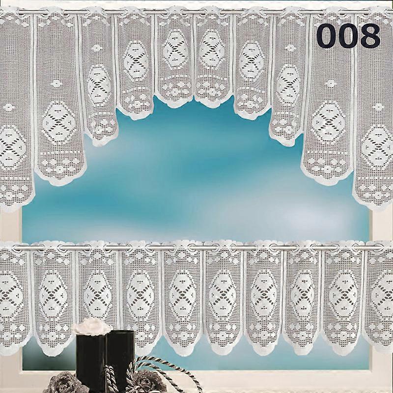 European Style White Curtain Set Lace Cafe Window Curtains Warp Knitted Jacquard Curtains for Home Decor 001