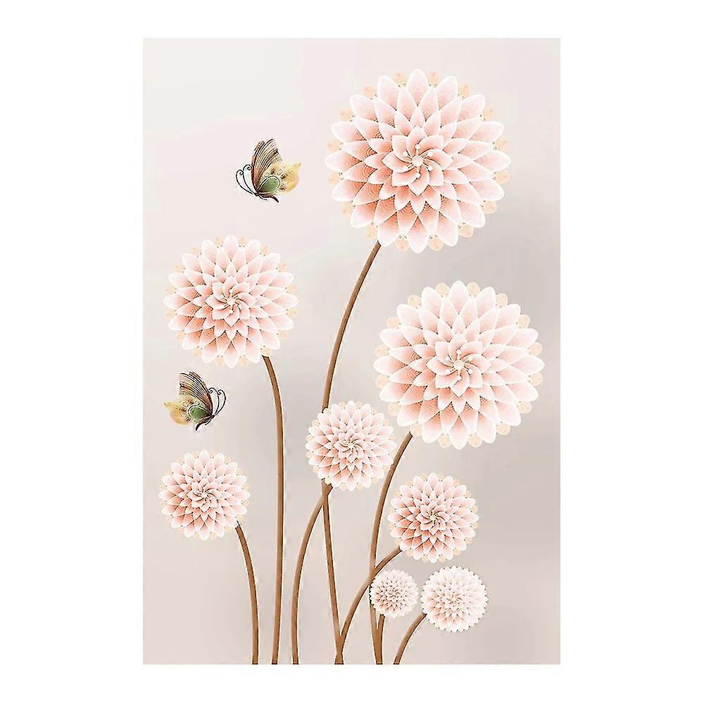 Pink Dandelion Butterfly Oil Painting, Diamond Round Diamond Diy Embroidery Mosaic 5d Cross Stitch Abstract Flower Pattern