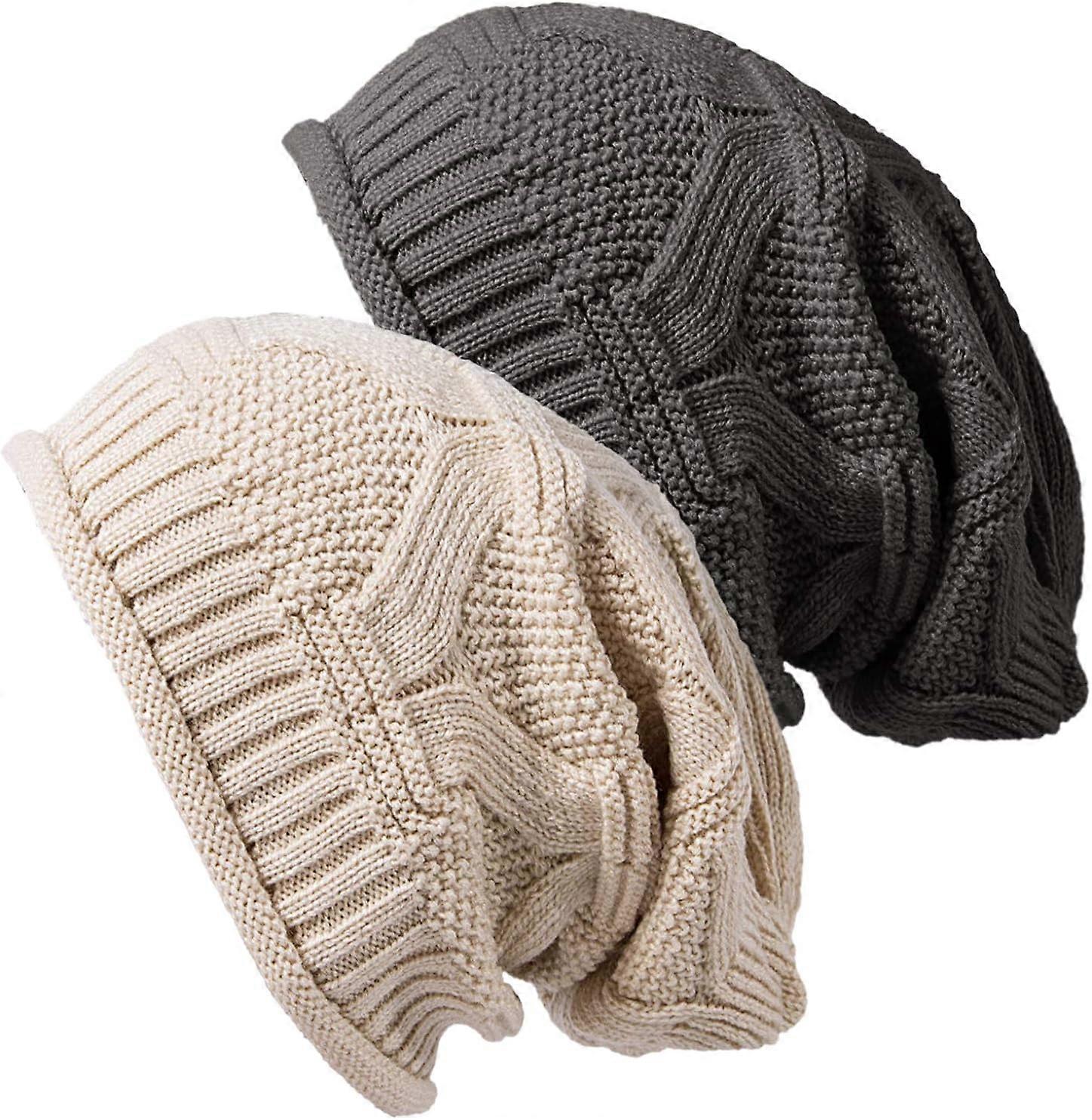 Thickened double wool knitted hemp flower hats heap heap caps keep warm (2 pieces),2024 Ping