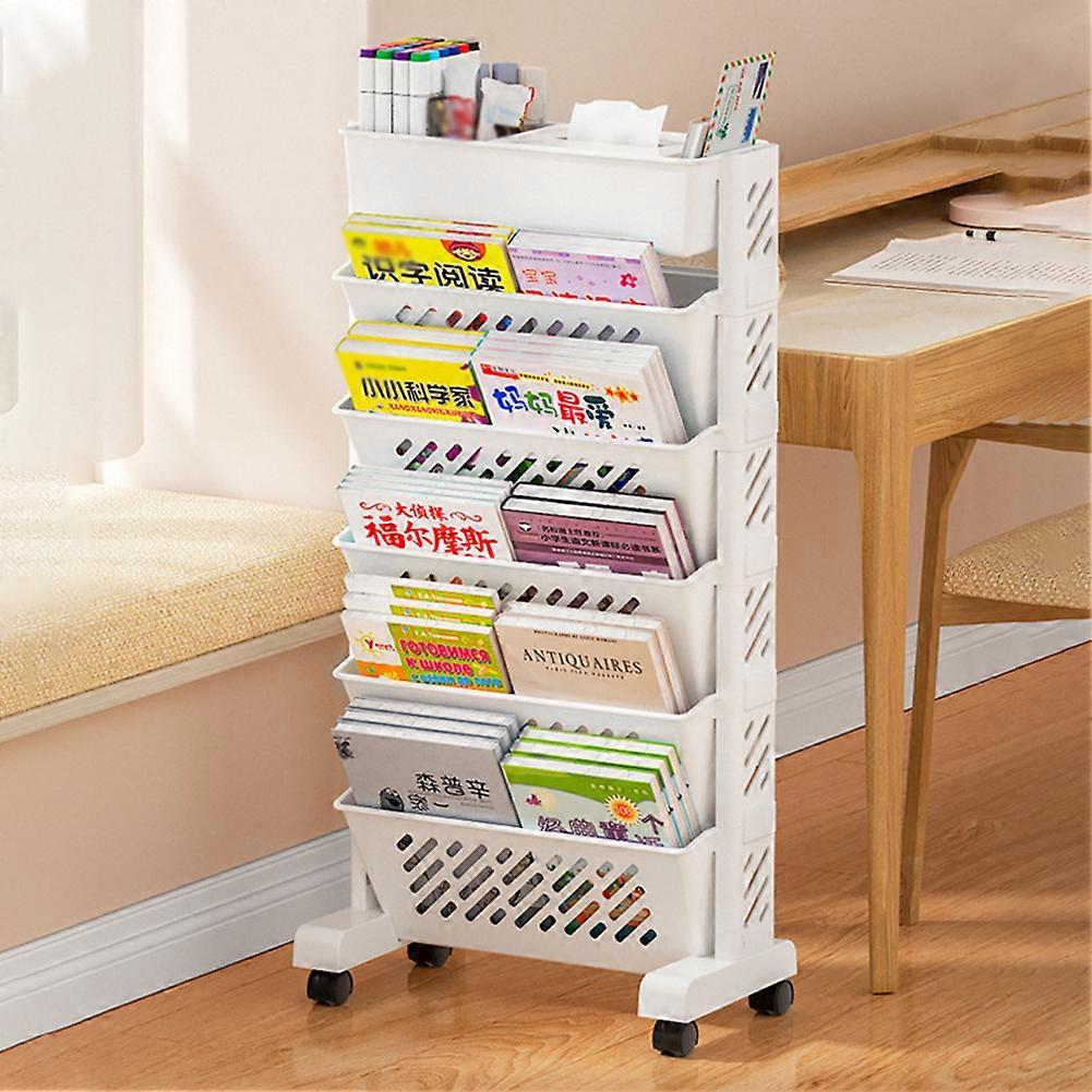 5/6 Layer Rotatable Plastic Bookshelf Household Multi-Layer Organiser Carts for Home Kitchen Room