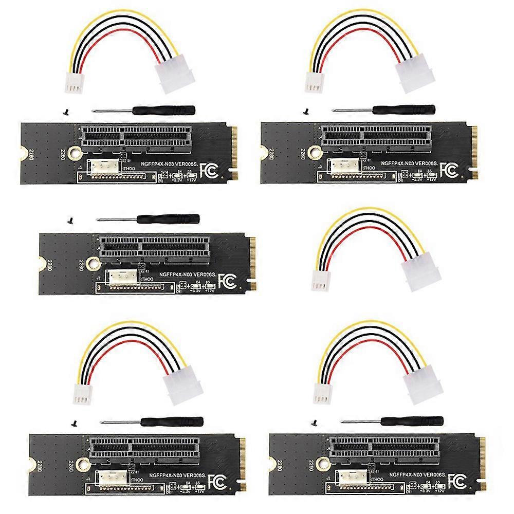 5 Set NGFF to PCI-E Riser Card M.2 SSD Port to PCIE X4 Expansion Card Slot Adapter Riser Cable, 4Pi