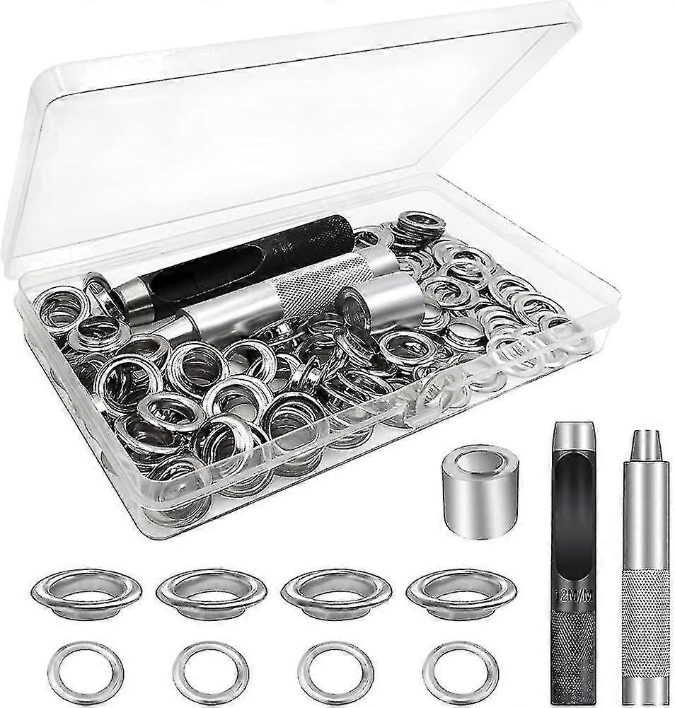 Eyelet Tool Kit, 100 Set Eyelets, Tarpaulin Eyelets, Grommet Eyelets Kit