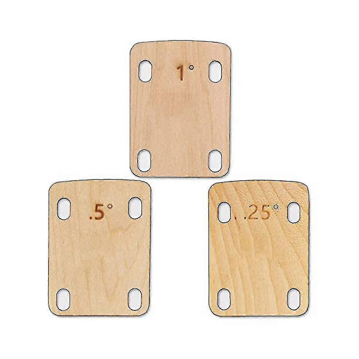 3st gitarrhals Shims, solid lönnträ gitarrhals shimsskydd 0,25, 0,5 och 1 grad gitarr