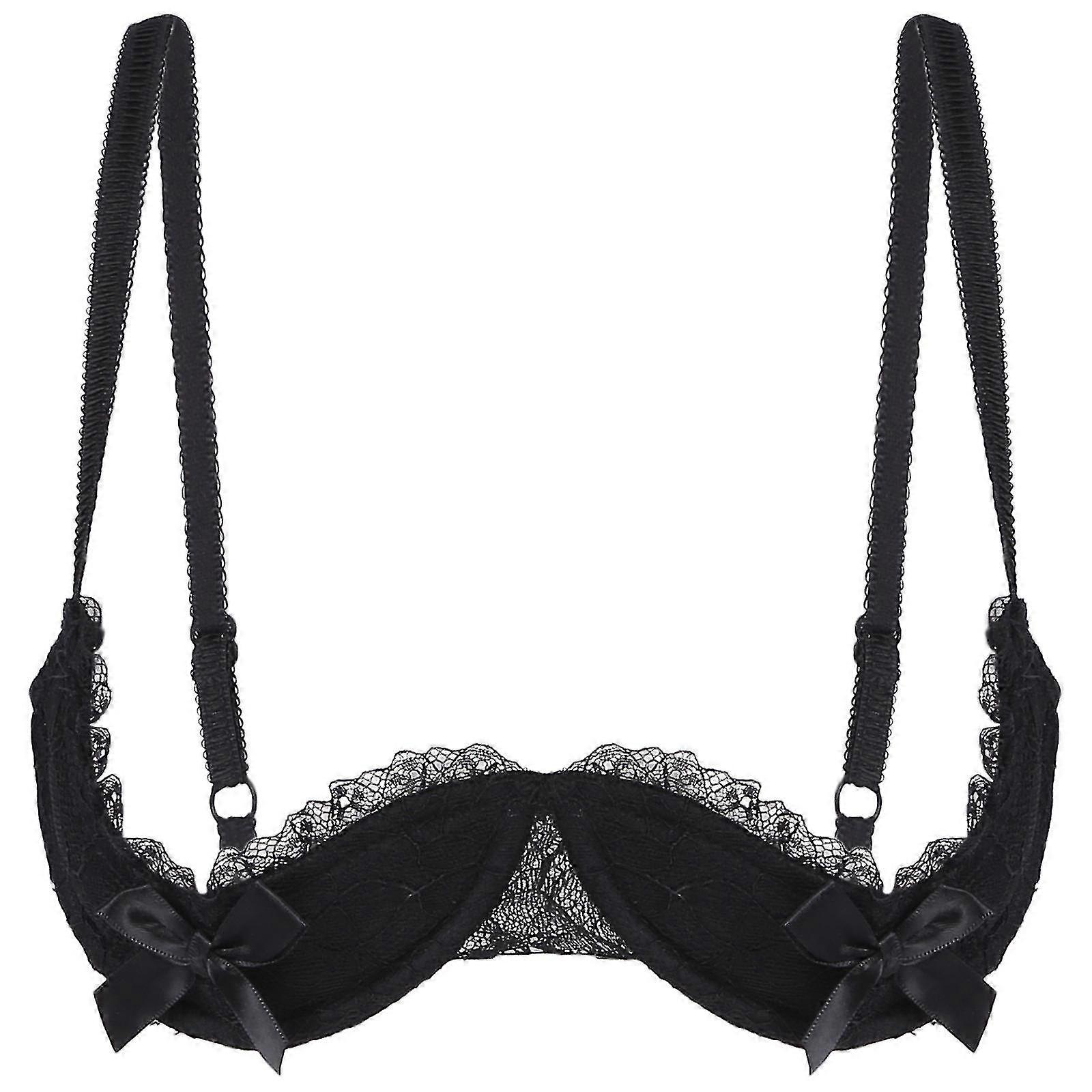 المرأة مثير فتح الحلمة الرباط نصف أكواب حمالة الصدر Brassiere دفع ما يصل مبطن Underwire قابل للتعديل حزام bowknot الملابس الداخلية