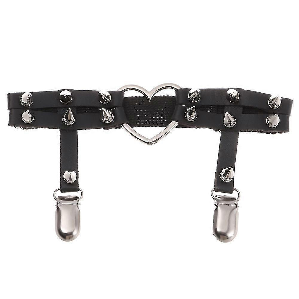 Elastice Harness Garter Belt Cool Rivet Punk Heart Garters Leg Ring With 2 Metal