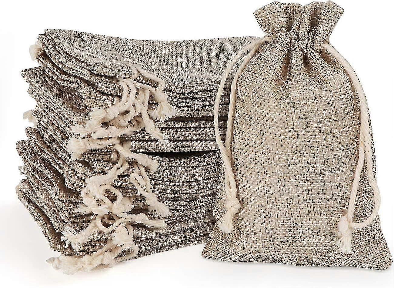 30 Pack Burlap Bag, 5 Color Burlap Bag With Ribbon Drawstring, Reusable Linen Bag For Wedding Jewelry Storage